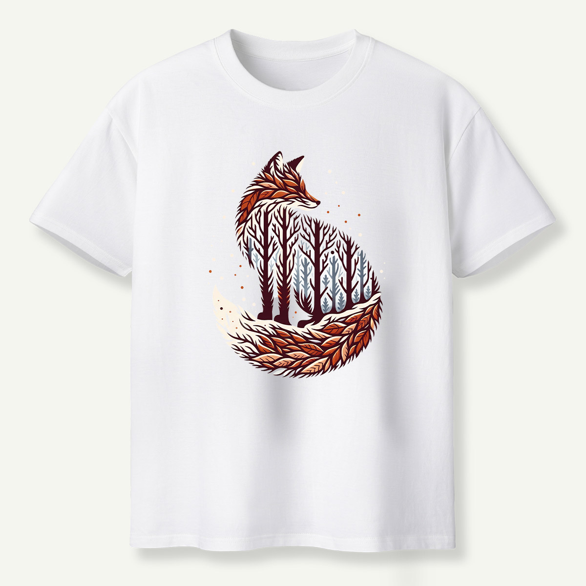 Fox Forest Double Exposure Portrait T-Shirt