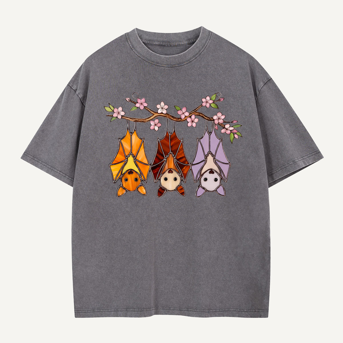 Cherry Blossom Bat Trio Washed T-Shirt