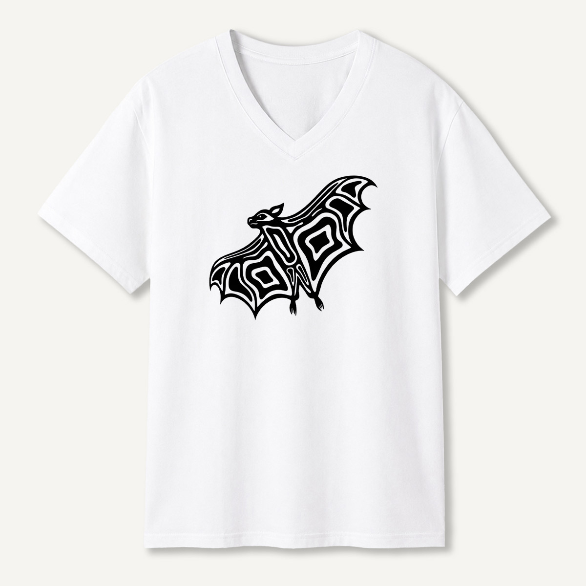 Line Art Bat Silhouette V-neck T-Shirt