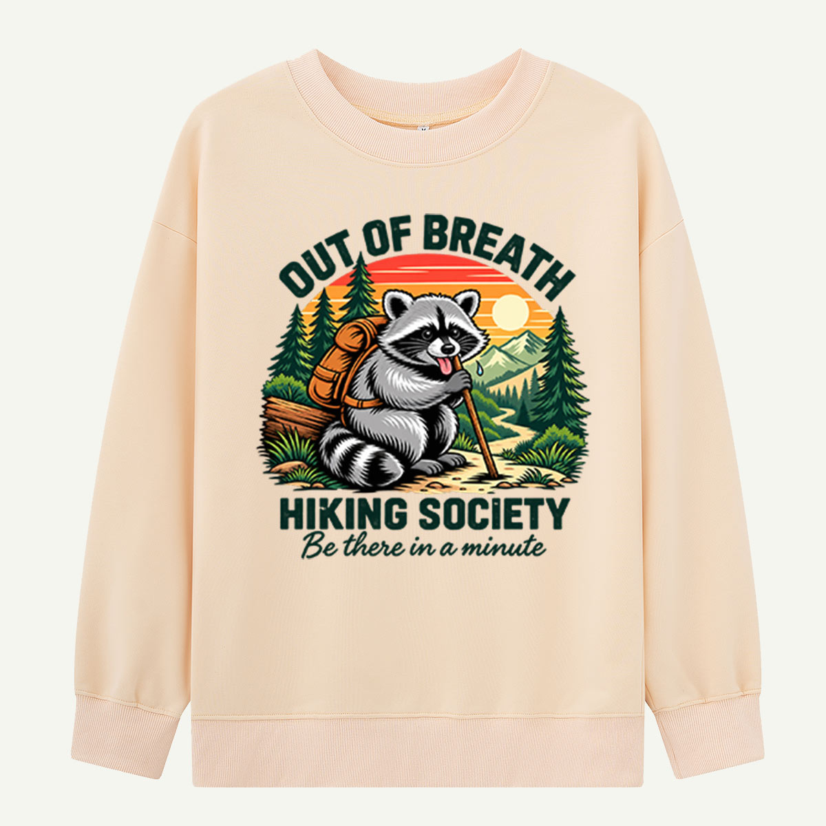 Out Of Breath Hiking Society Raccoon Adventure Sweatshirts