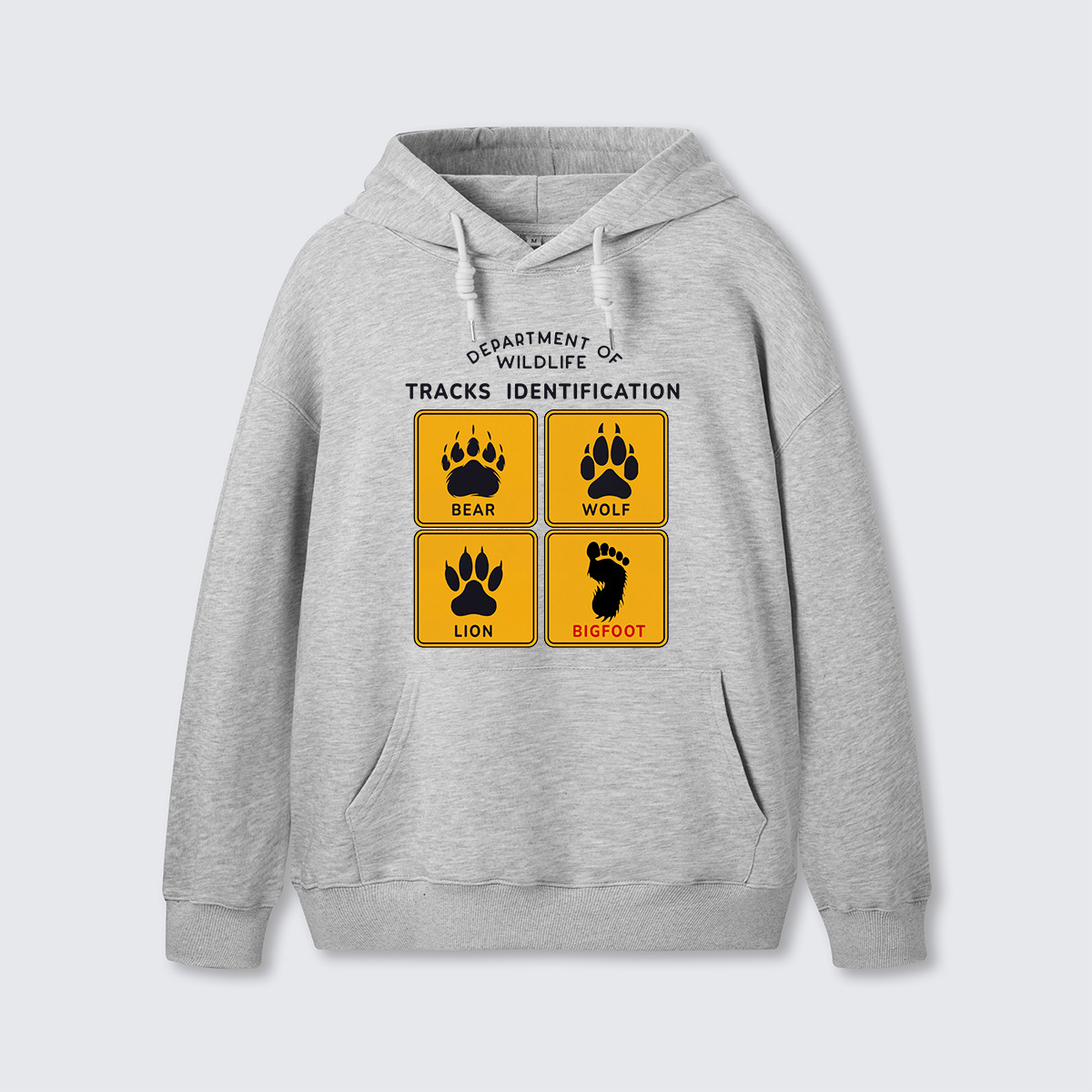 Department of Wildlife Tracks Identification Bear Wolf Lion Cryptids Hoodie