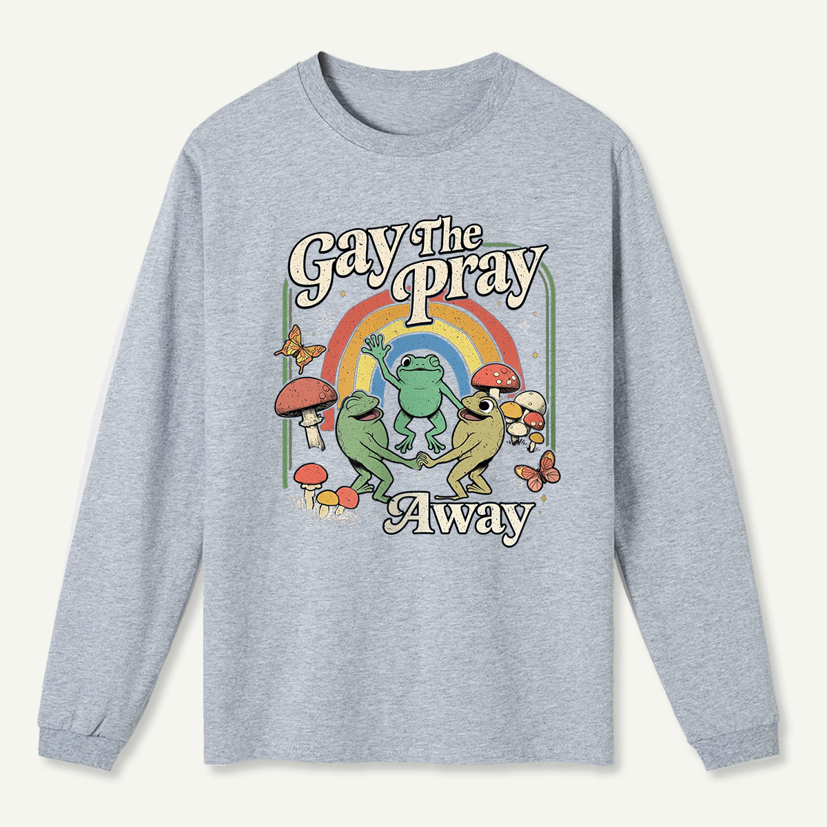 Frogs Rainbow Mushroom Long Sleeve T-Shirt