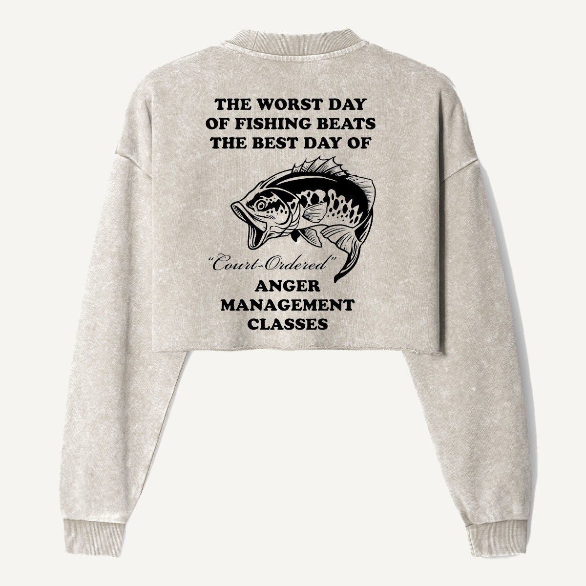 The Worst Day Of Fishing Anger Management Women's Washed Cropped Sweatshirt