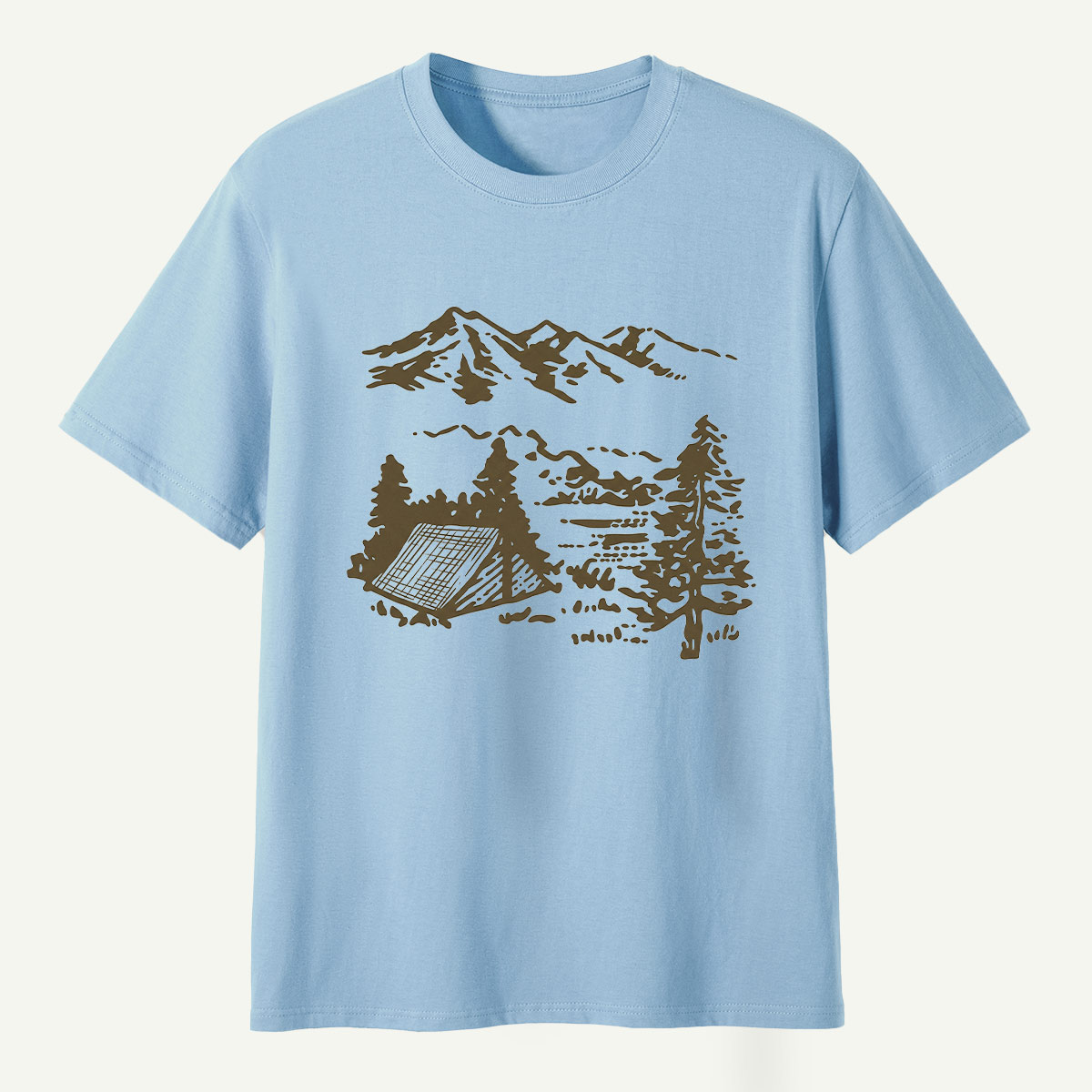 Mountain Campsite Wilderness Sketch T-Shirt