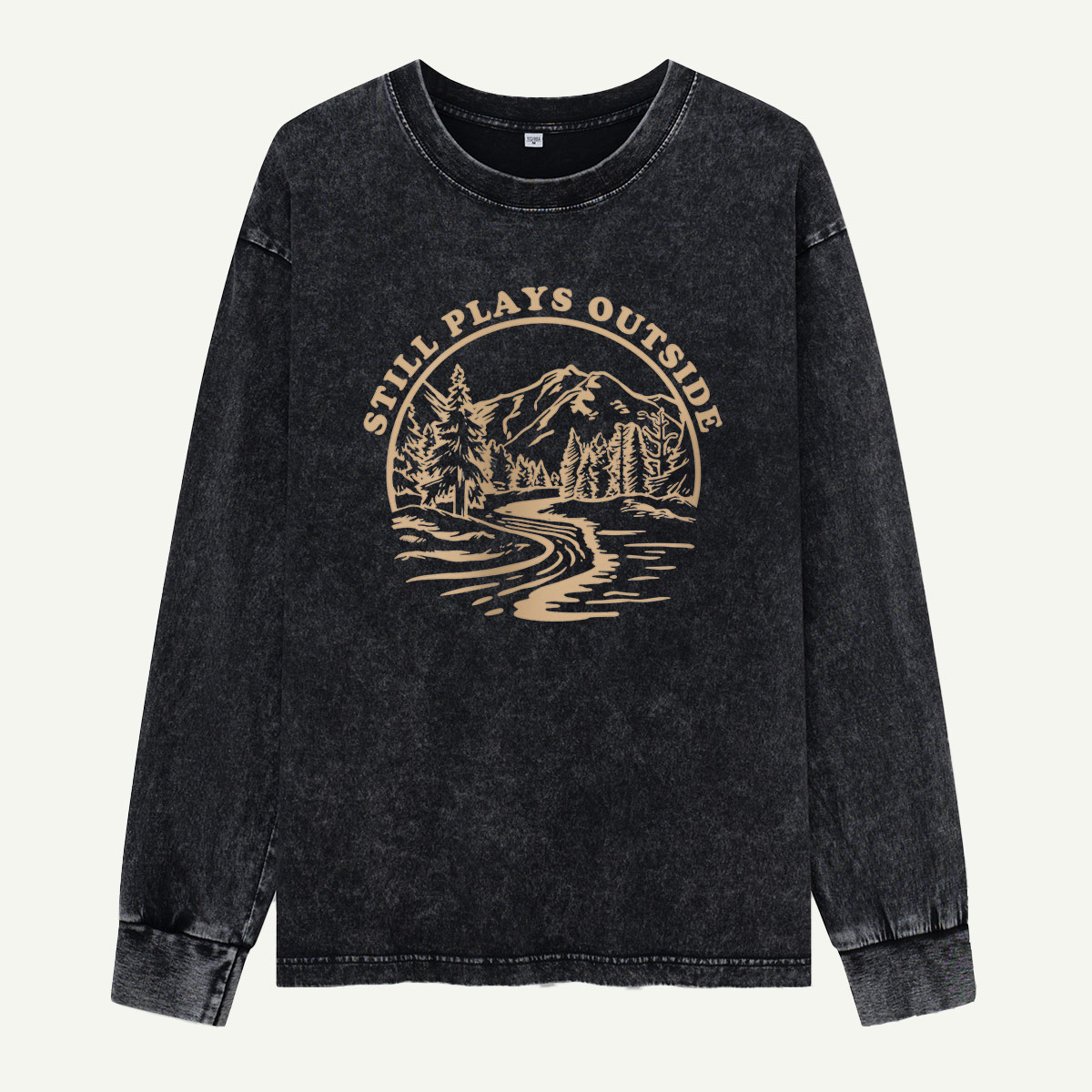 Still Plays Outside by the River Washed Long Sleeves
