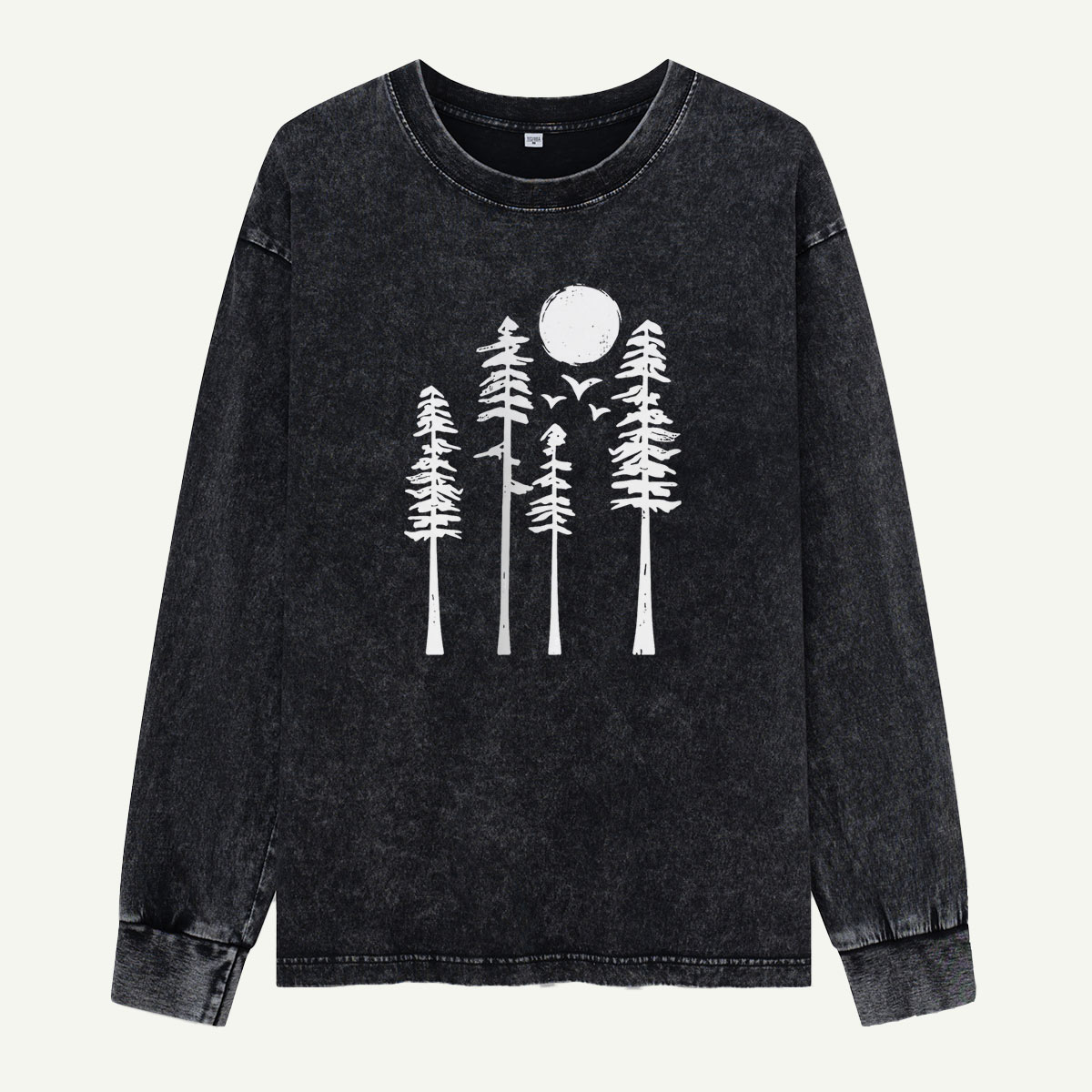 Moon Over the Pine Trees Washed Long Sleeves