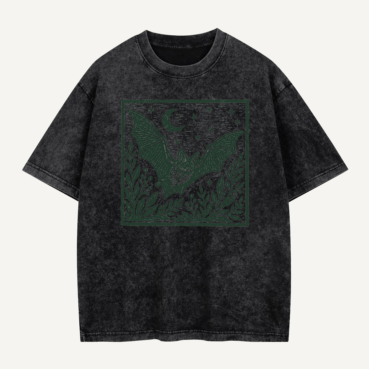 Bat Beneath the Moon Washed T-Shirt