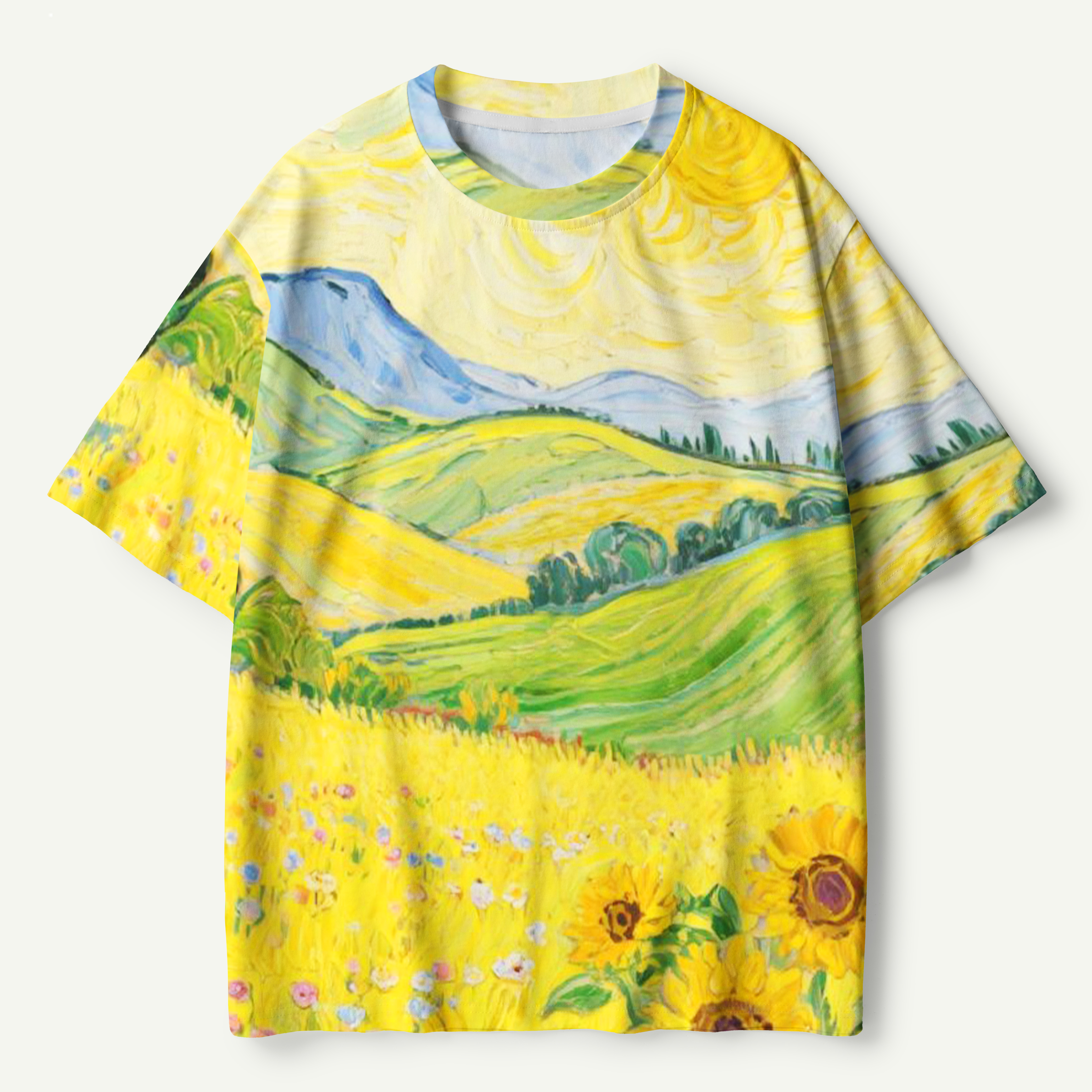 Golden Sunflower Field Bloom Premium Pure Cotton Tee