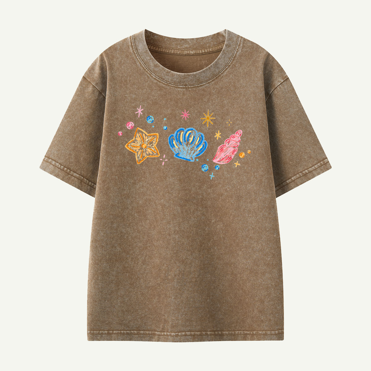 Sparkling Sea Treasures Navy Kids Washed T-Shirt