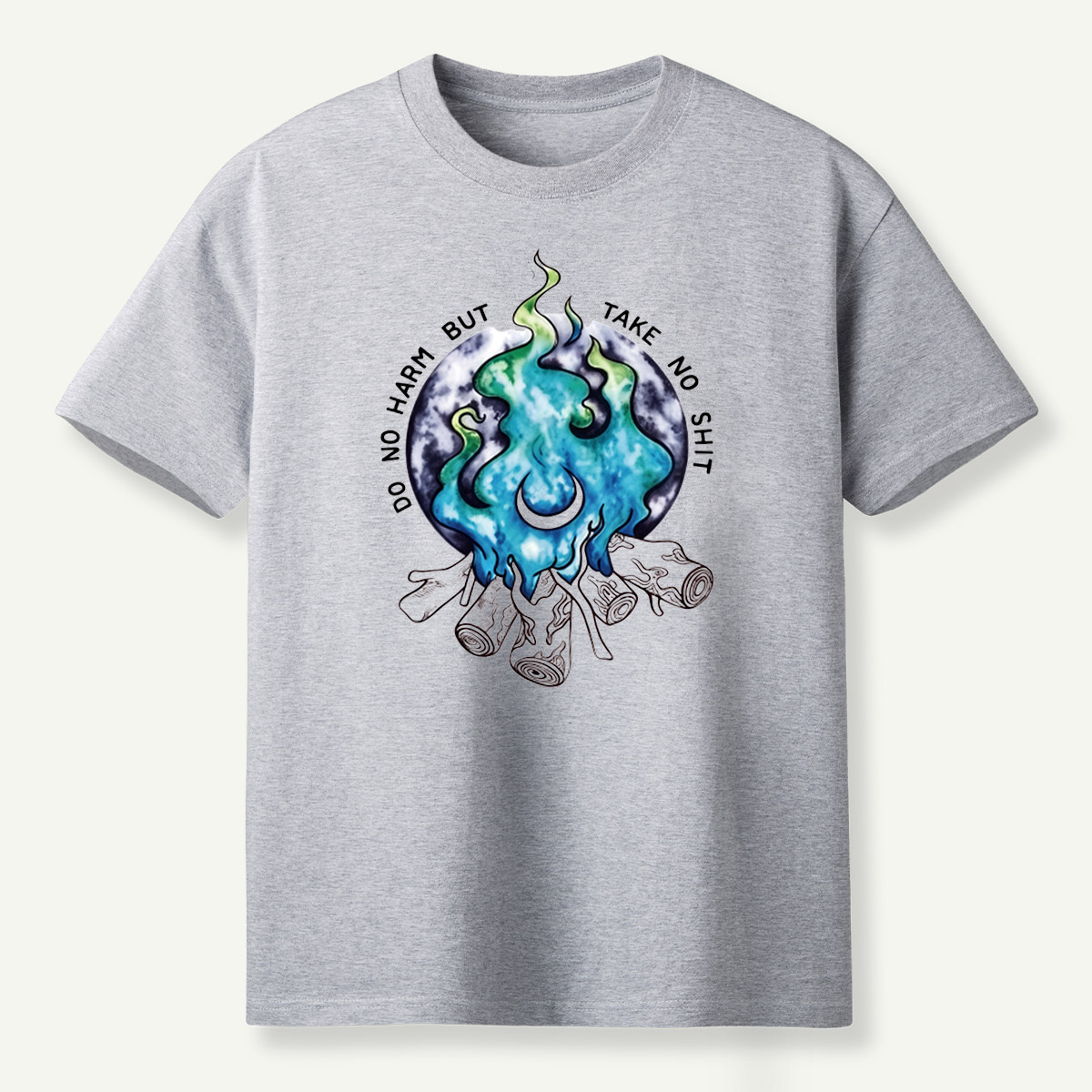 Do No Harm But Take No Shit Moon Flame Campfire T-Shirt