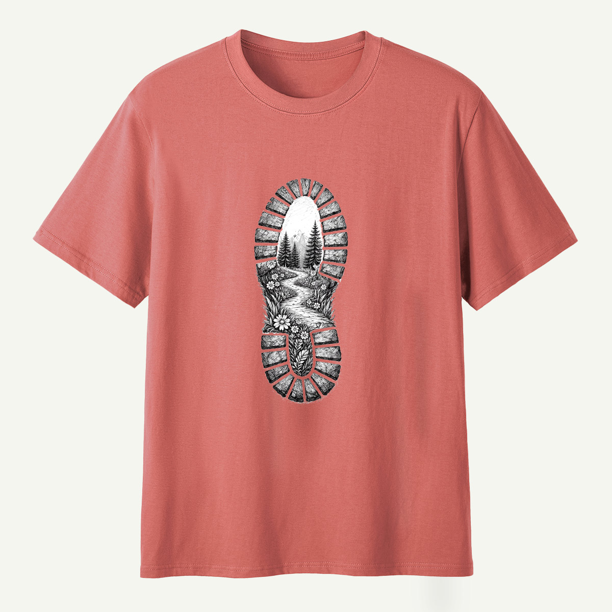 Hiking Boot Trail Sole Print T-Shirt