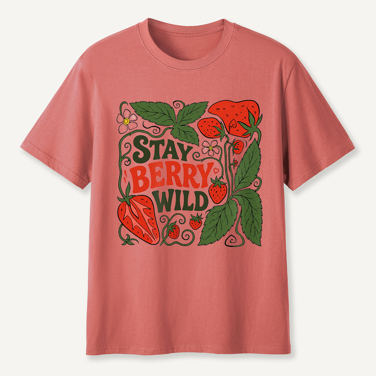 Stay Berry Wild Strawberry Illustration T-Shirt