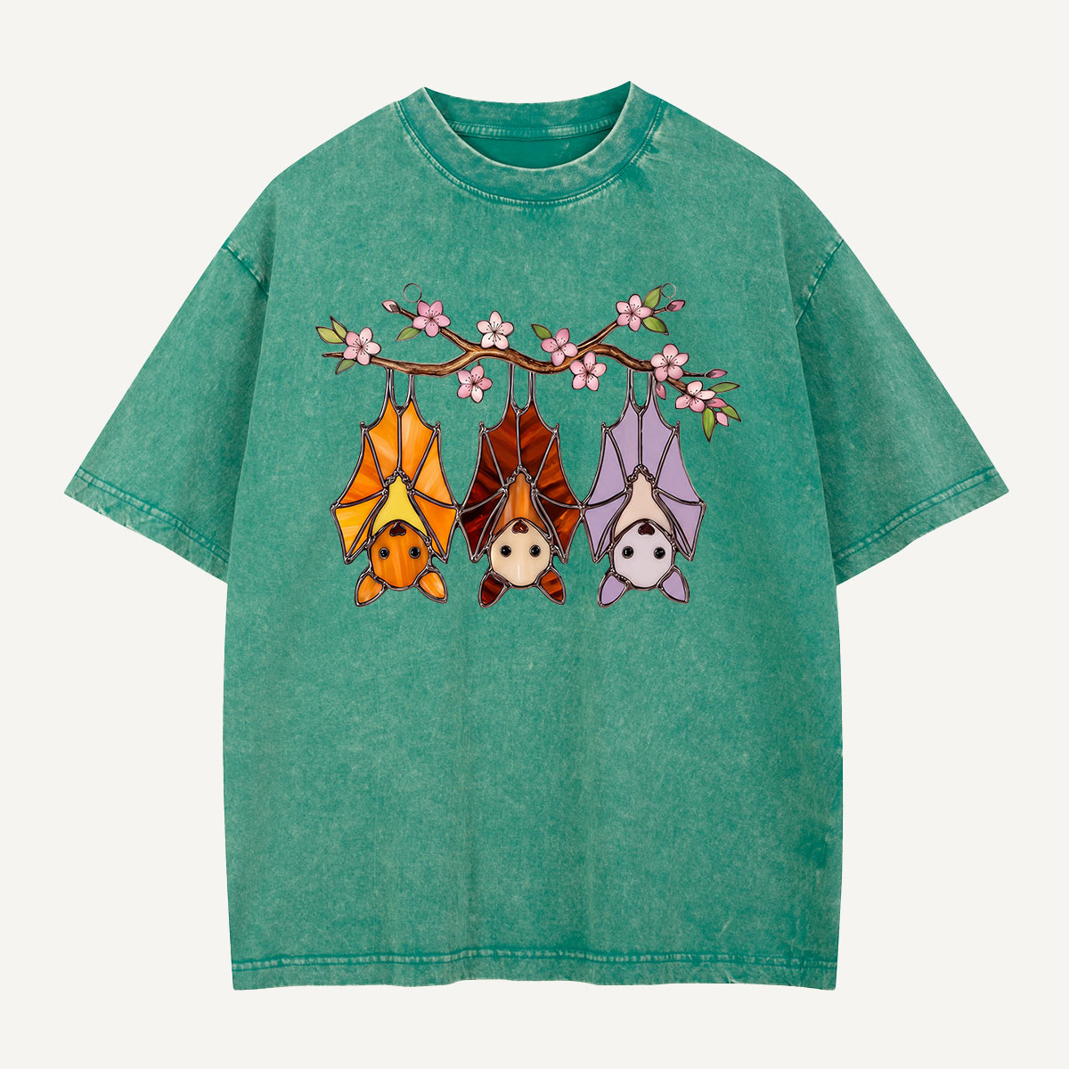 Cherry Blossom Bat Trio Washed T-Shirt