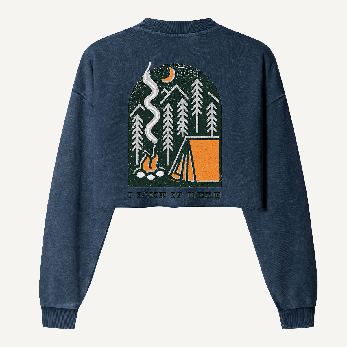 Moonlit Forest Camping Escape Women's Washed Cropped Sweatshirt
