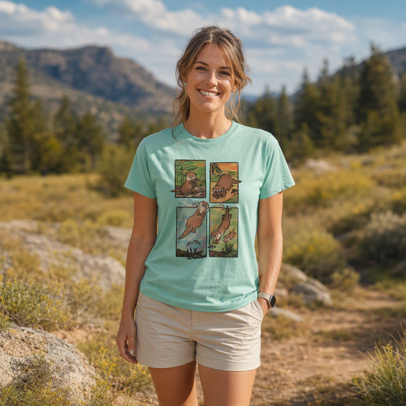 Otter Adventures Four Panel Comic T-Shirt