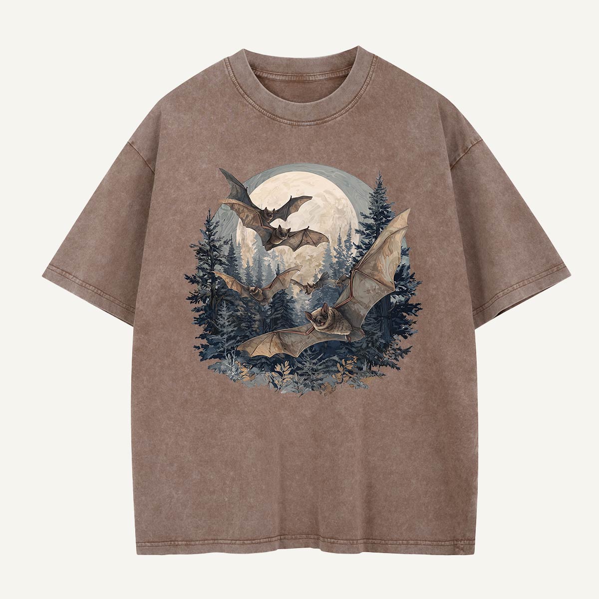 Moonrise Over the Bat Pines Washed T-Shirt