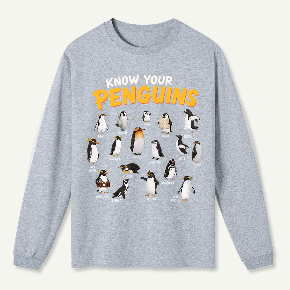 Know Your Penguins Penguin Species T‑Shirt Long Sleeve T-Shirt