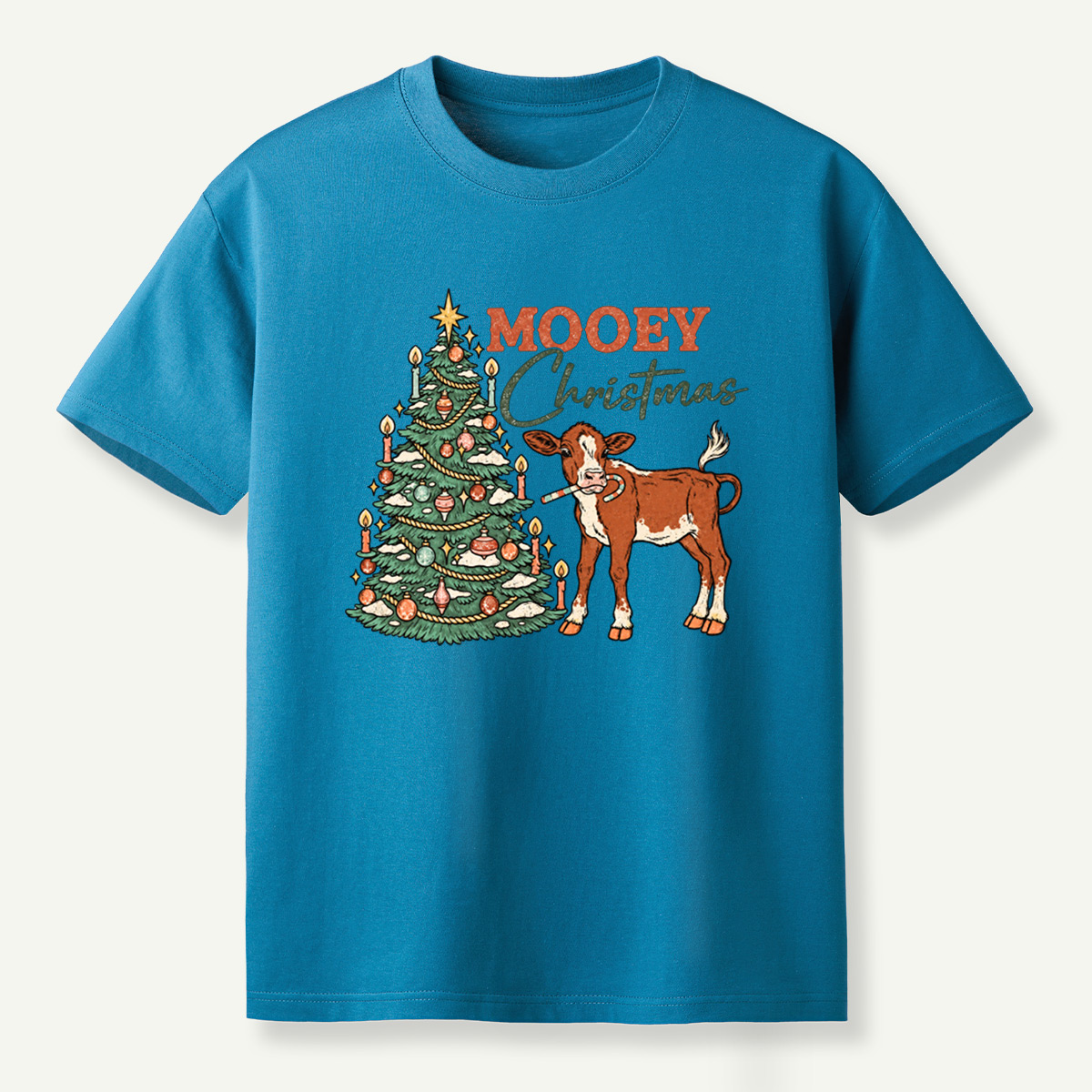 MOOEY Christmas Cow Holiday Scene T-Shirt