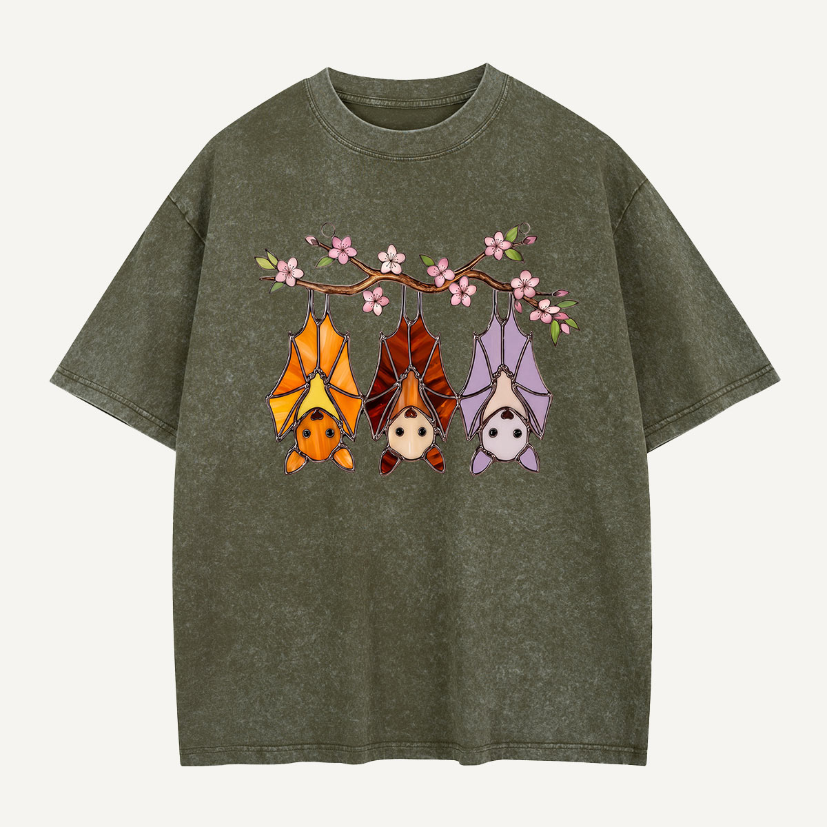 Cherry Blossom Bat Trio Washed T-Shirt