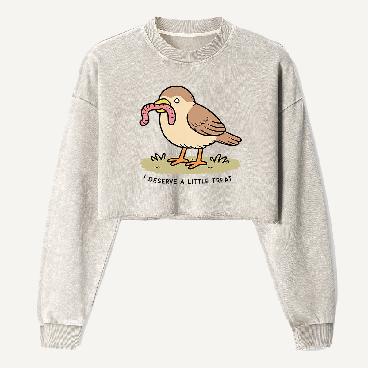 I Guess Im A Little Early Bird Women's Washed Cropped Sweatshirt