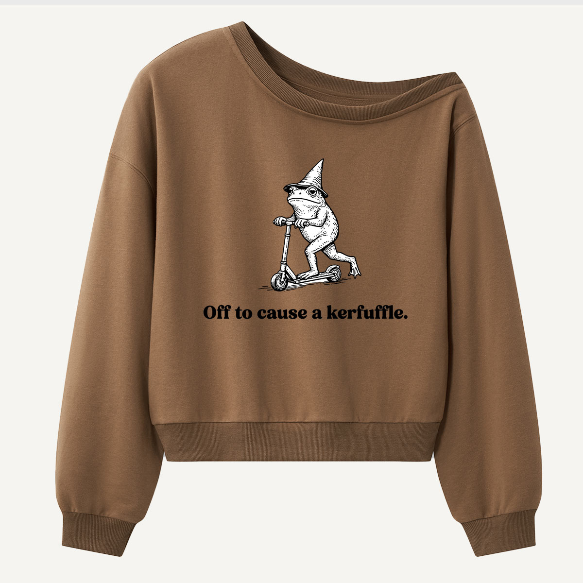 Off To Cause A Kerfuffle Little Troublemaker Women Off Shoulder Sweatshirt