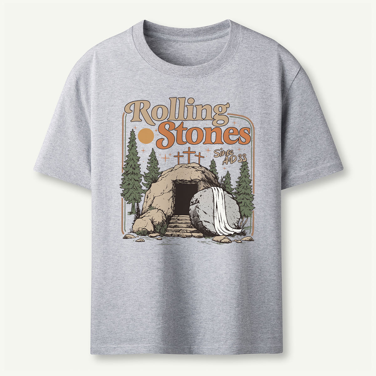 Retro Mountain Nature Cave and Stone T‑Shirt