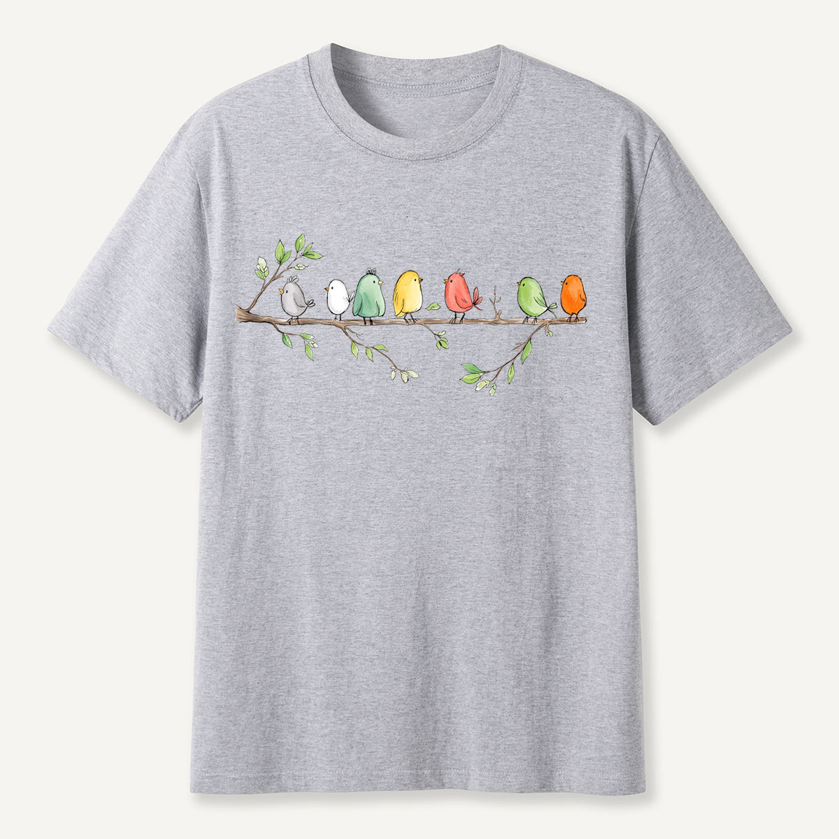 Colorful Songbirds On Branch T-Shirt