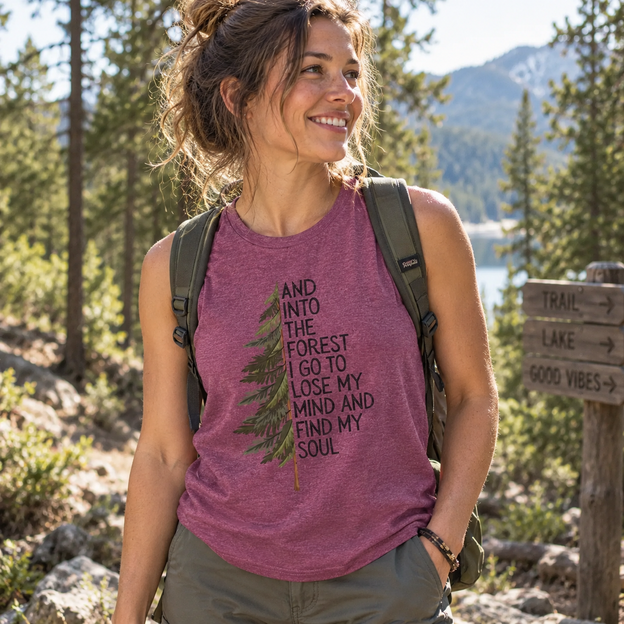 Into the Forest Tree Quote Tank Top