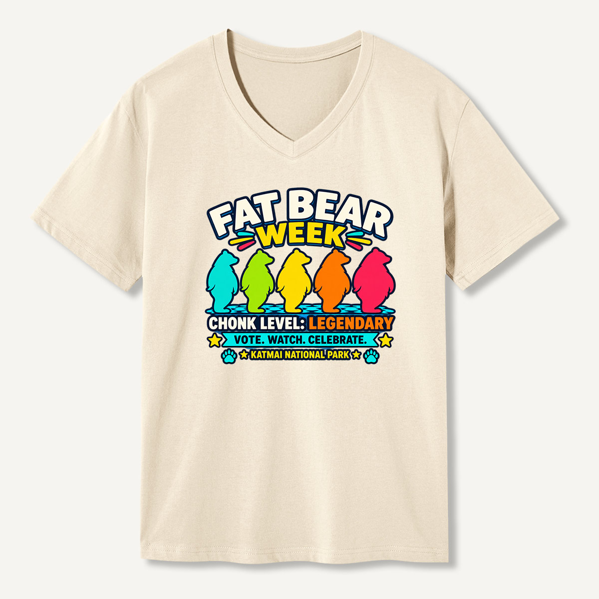 Fat Bear Week Legendary Five Bear Silhouettes V-neck T-Shirt