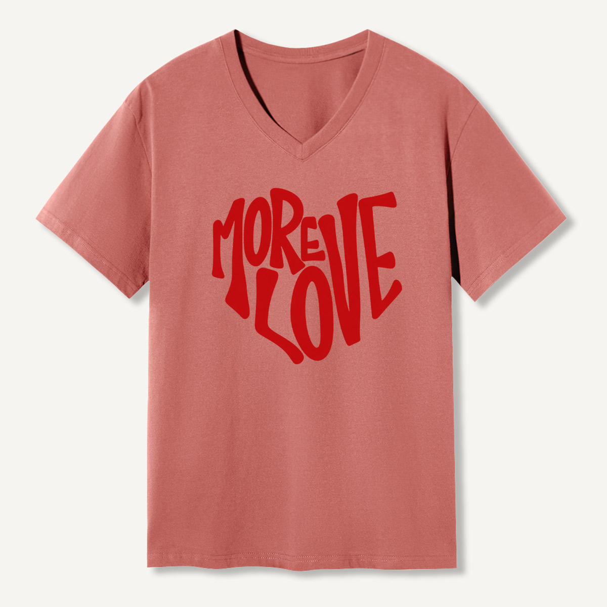 More Love Retro Lettering V-neck T-Shirt