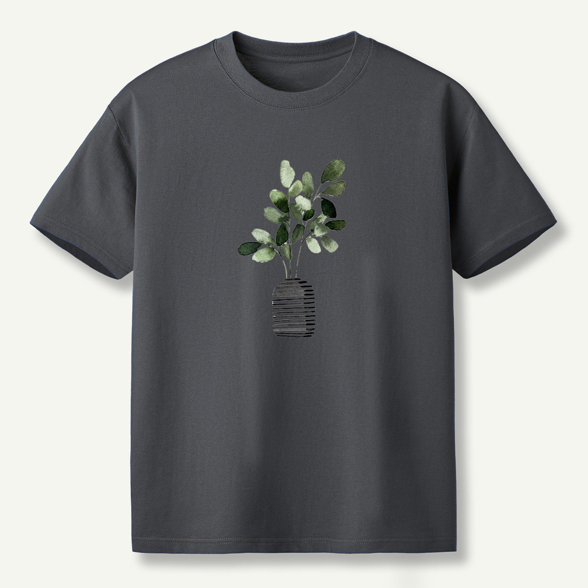 Botanical Leaves In Striped Vase T-Shirt