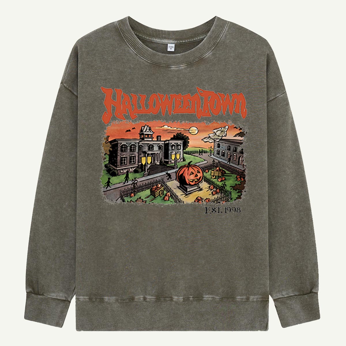 Halloweentown Village Scene Washed Sweatshirts