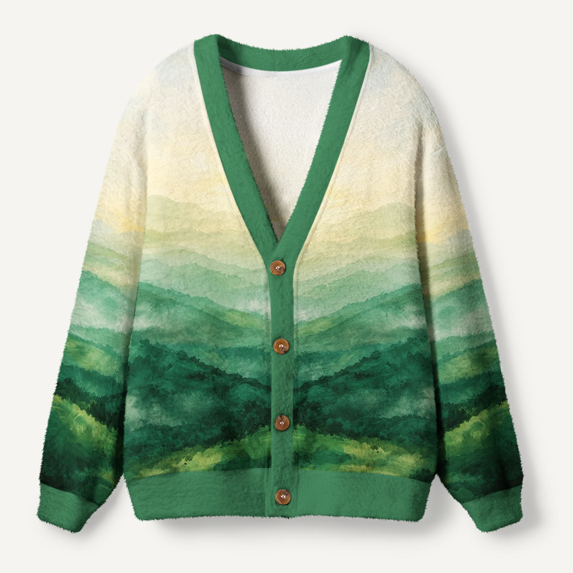 Golden Sunset Mountain Valley Ugly Cardigan Sweaters