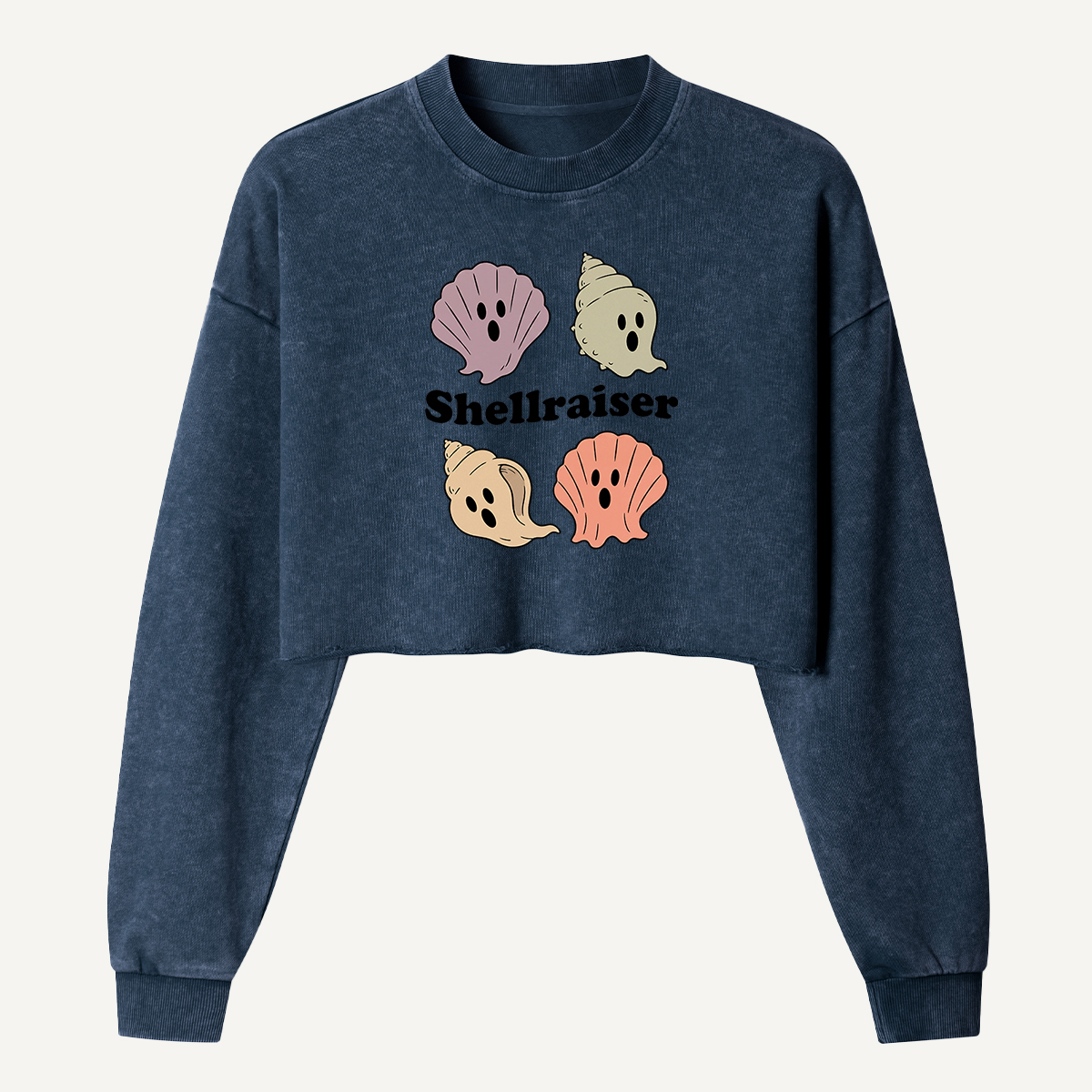 Shellraiser Cute Seashells Women's Washed Cropped Sweatshirt