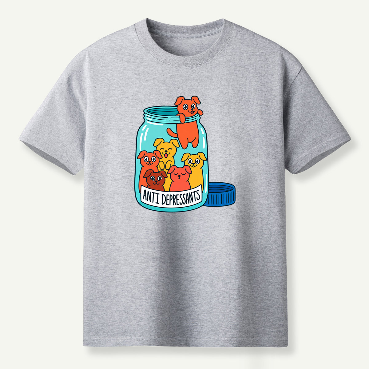 Anti Depressants Puppy Jar Funny Illustration T-Shirt