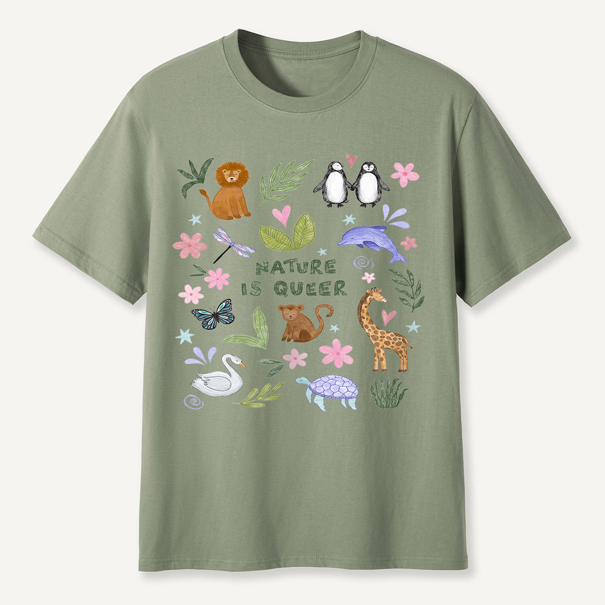 Nature Is Queer Cute Animals Pride T-Shirt