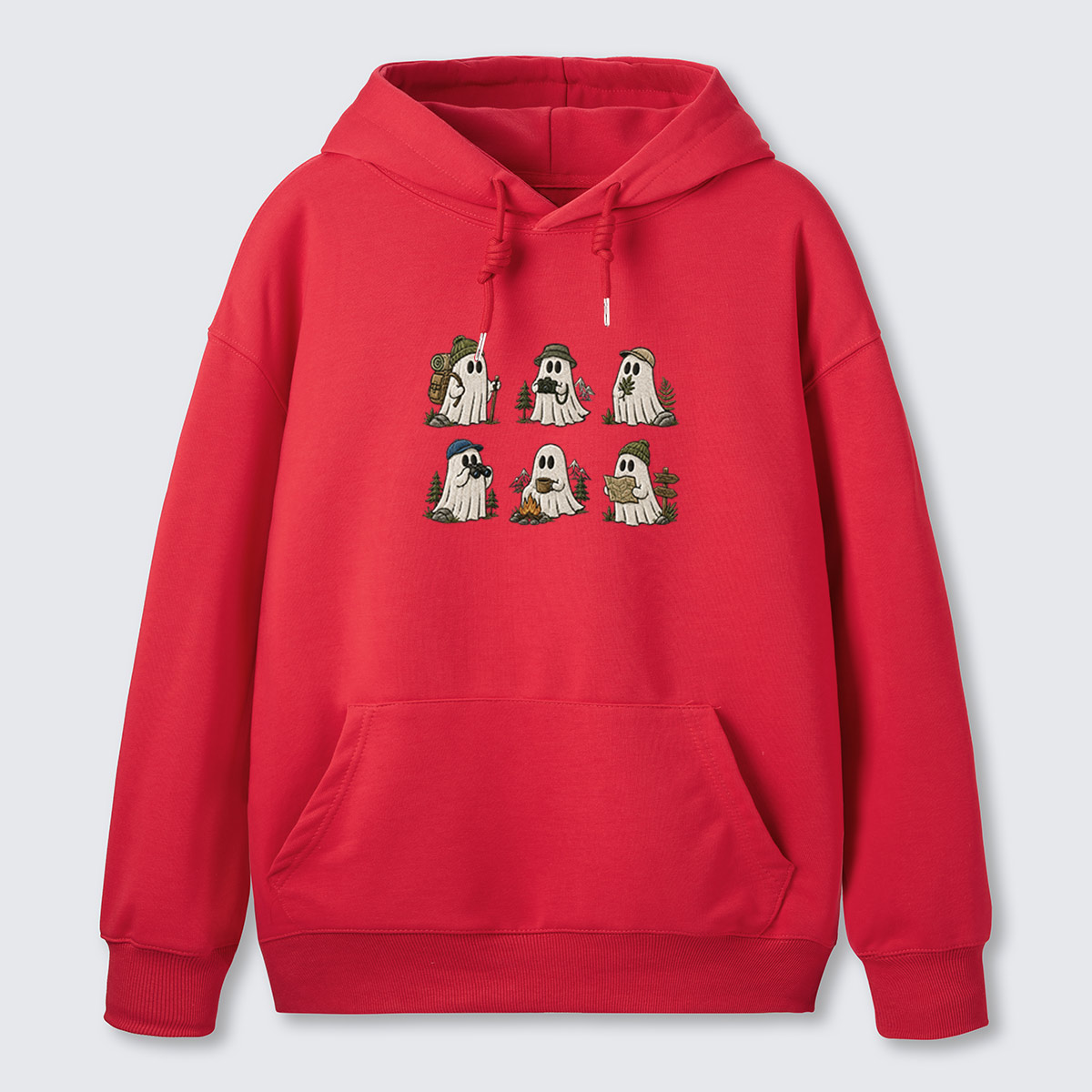 Costumed Ghosts Embroidered Cotton Hoodie