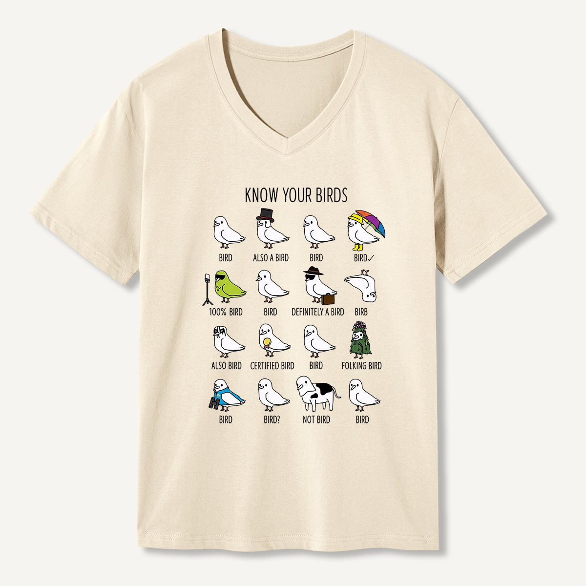 Know Your Birds Bird Chart V-neck T-Shirt
