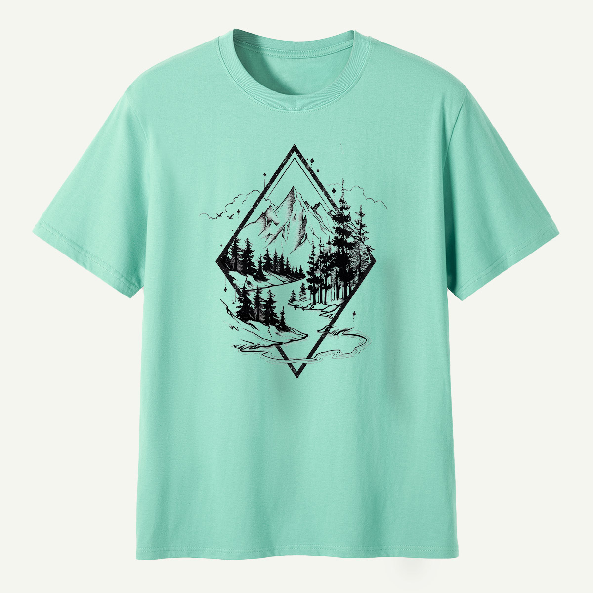 Mountain Forest Diamond Landscape T-Shirt