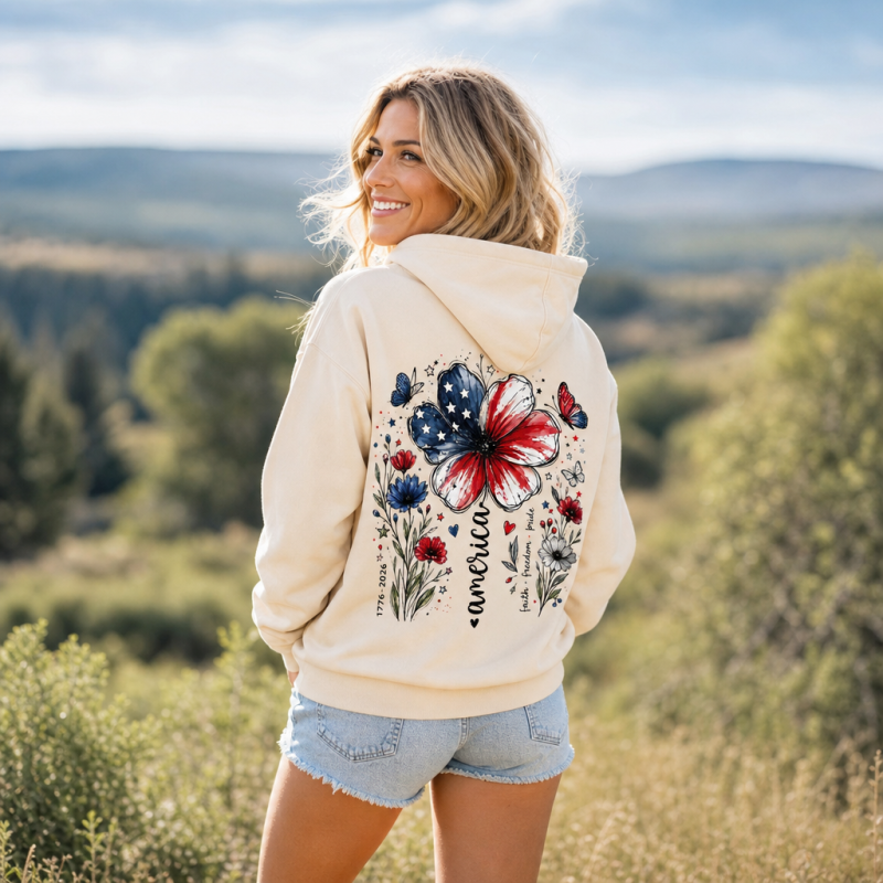 USA 250th Anniversary Floral  Hoodie