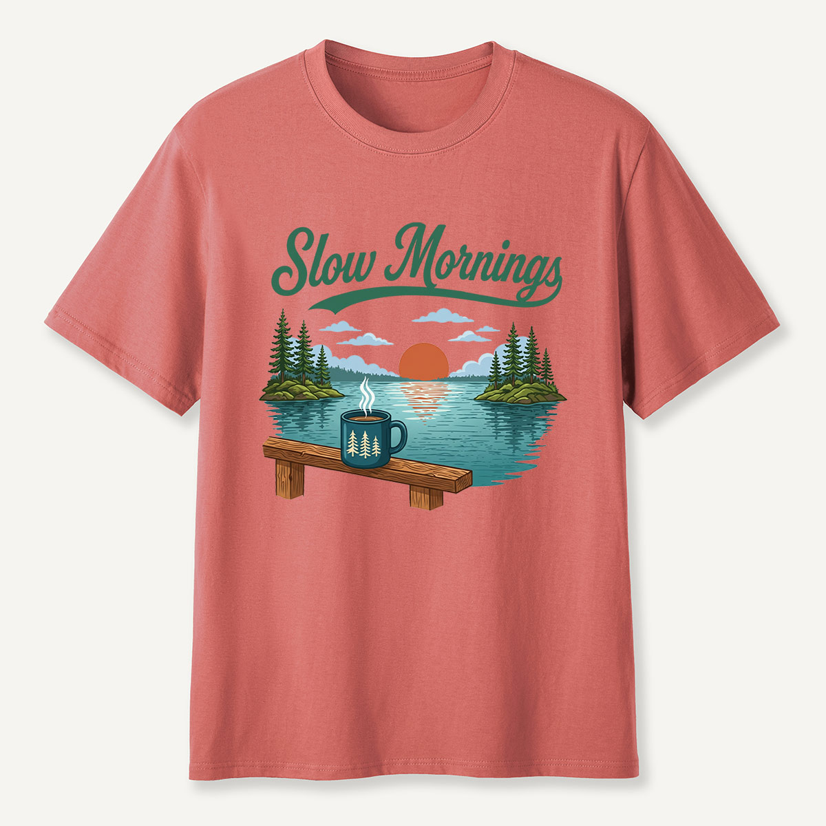 Slow Mornings Lake Coffee T-Shirt