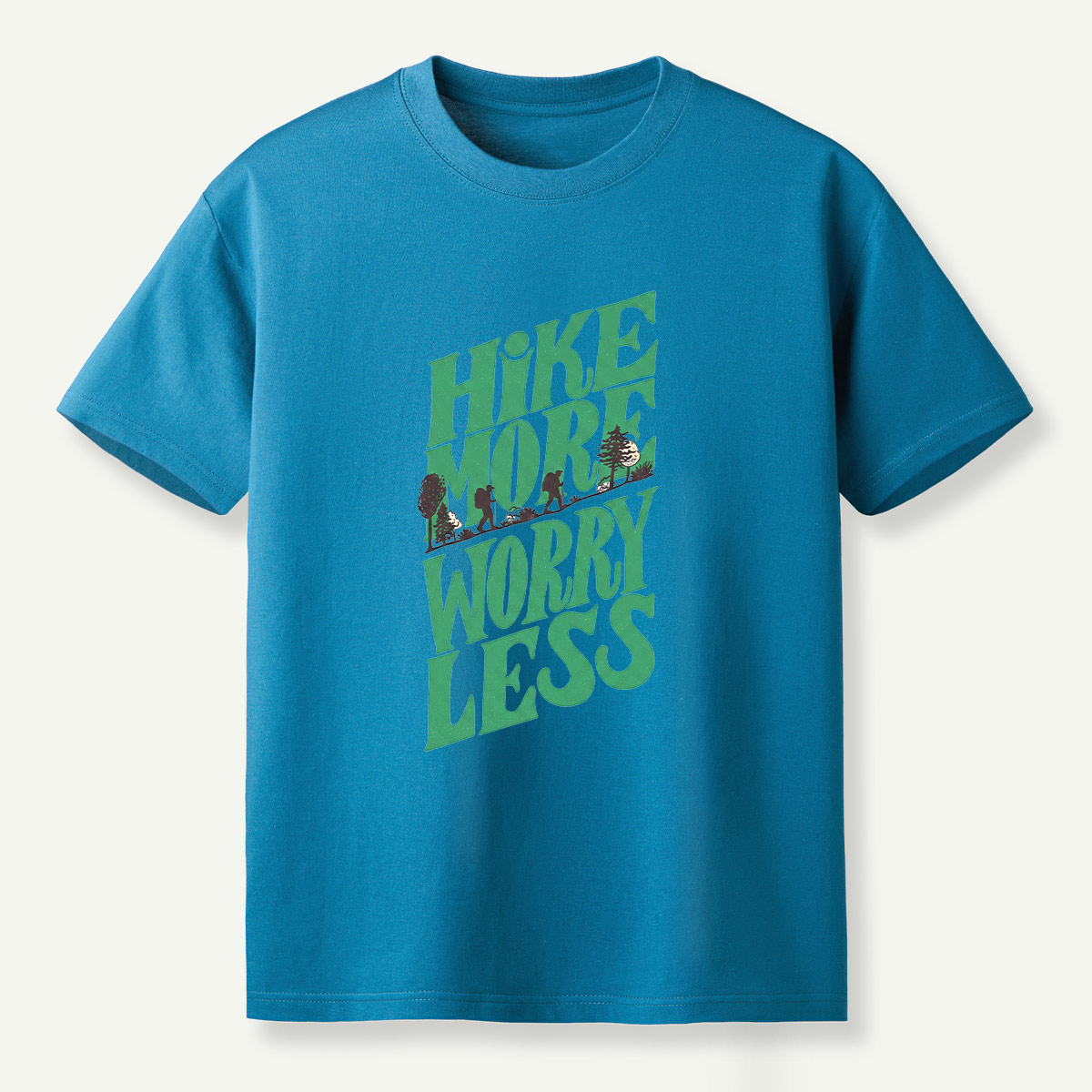 Hike More Worry Less Retro Outdoor Quote T-Shirt