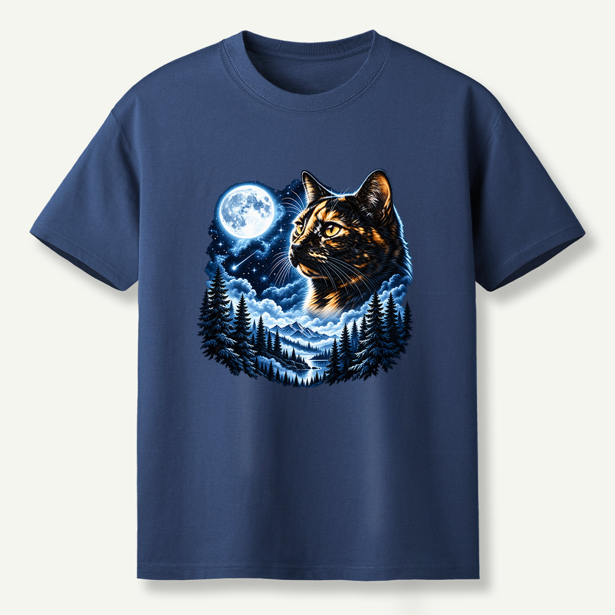 Black Cat Moonlit Forest T-Shirt