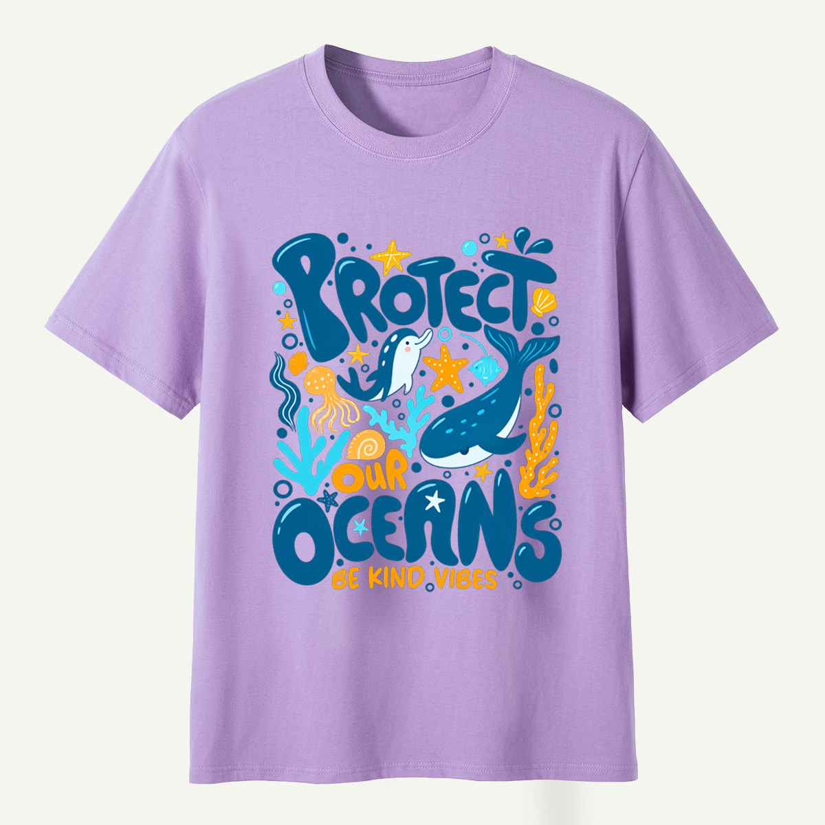 Protect Our Oceans Be Kind Vibes Whale Dolphin Coral T-Shirt