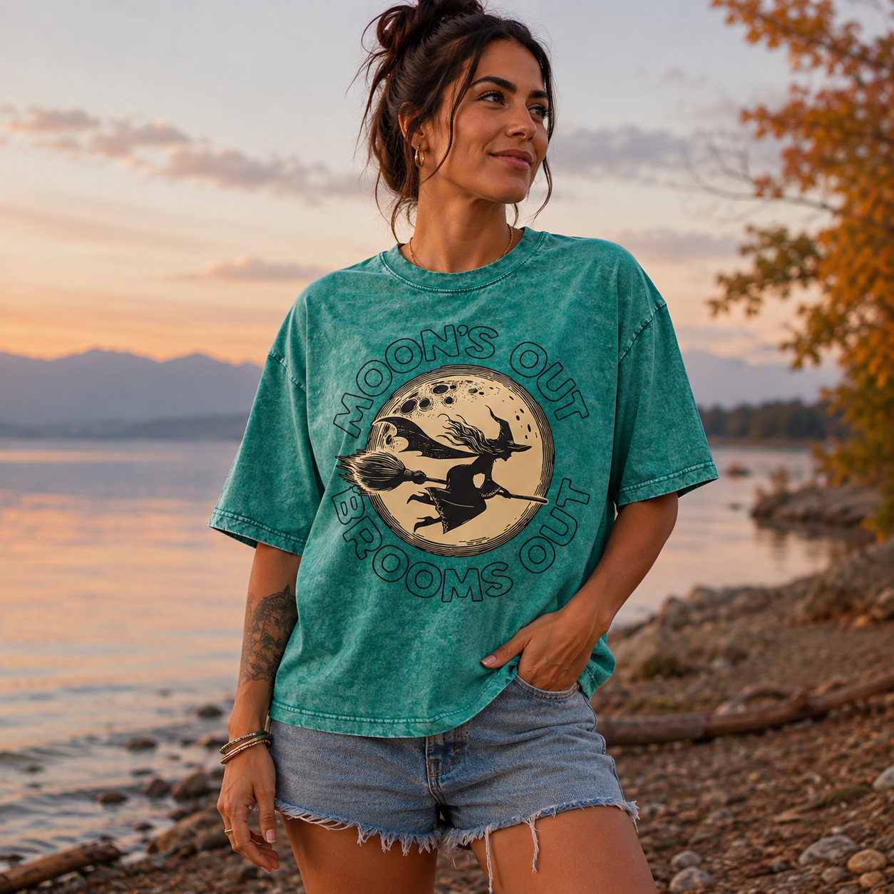 Moon’s Out Brooms Out Washed T-Shirt
