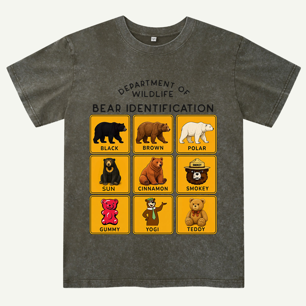 Department of Wildlife Bear Identification Washed T-Shirt