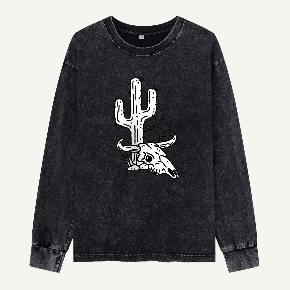 Longhorn Skull by the Cactus Washed Long Sleeves