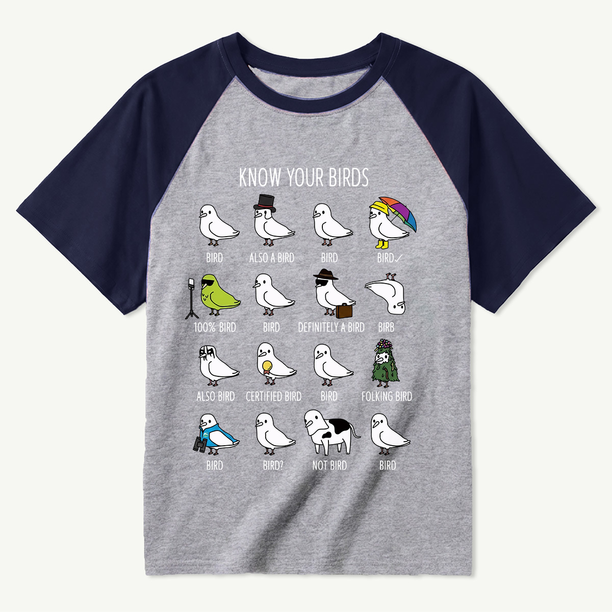 Know Your Birds Bird Chart Raglan T-Shirt