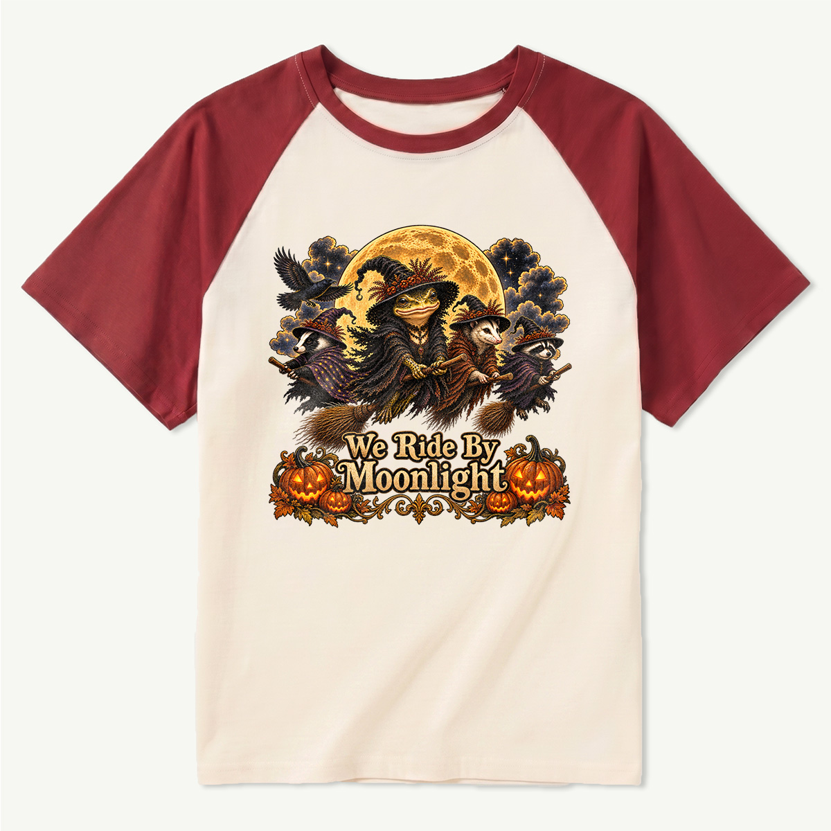 We Ride By Moonlight Woodland Witch Parade Raglan T-Shirt