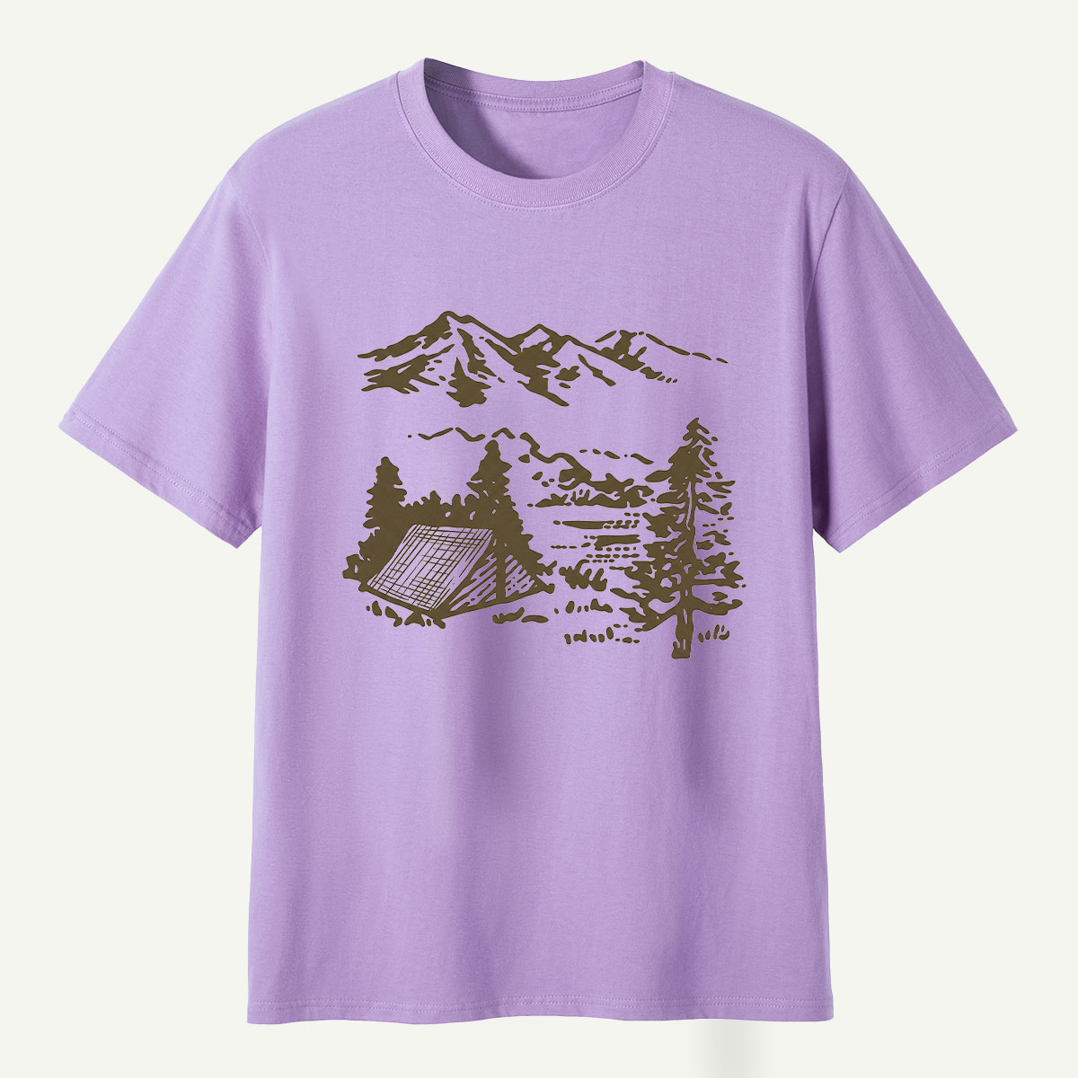 Mountain Campsite Wilderness Sketch T-Shirt